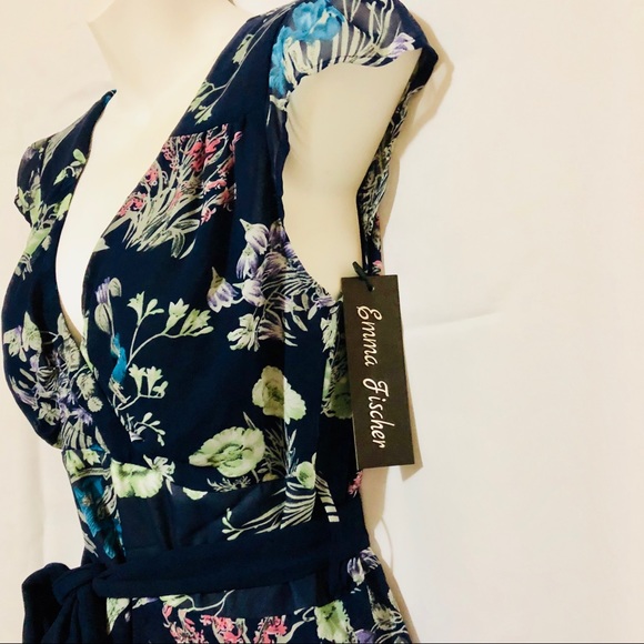 Navy Floral Dress - Picture 2 of 3